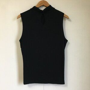 Cable & Gauge Petites Black Viscose Mock Neck Sleeveless Tank Keyhole Back M
